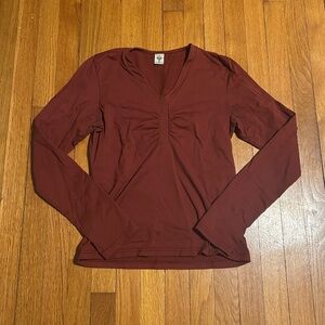 Prana Y2K Burgundy Long Sleeve Top Women’s M